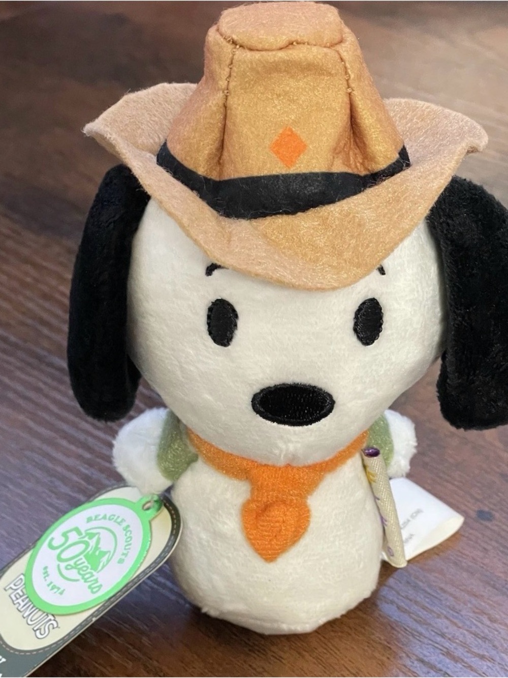 Hallmark Peanuts Snoopy Plush Dog Toy - White, Black & Tan with Orange Scarf